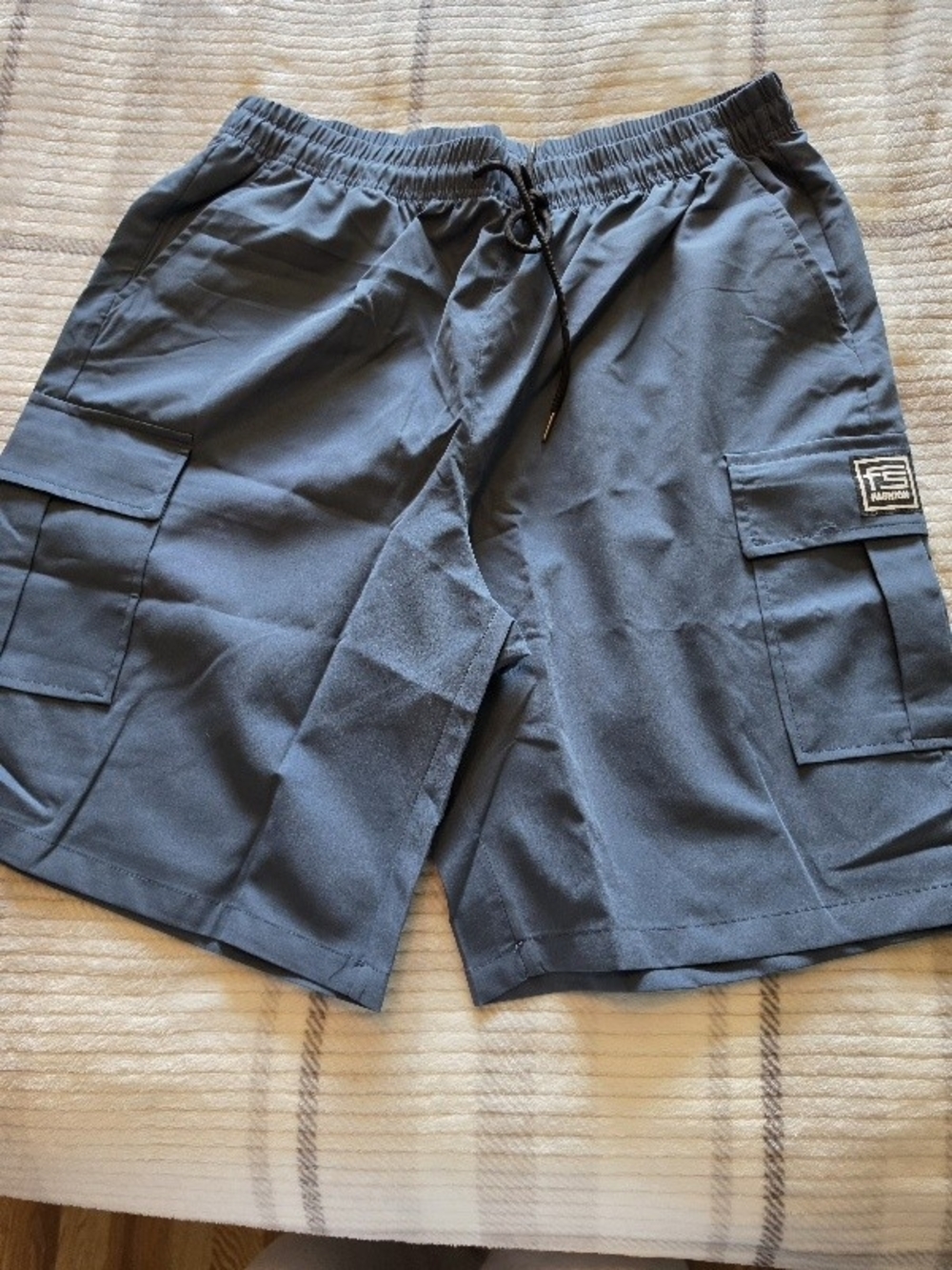 Men's Cargo Shorts - Slate Blue with Elastic Waist